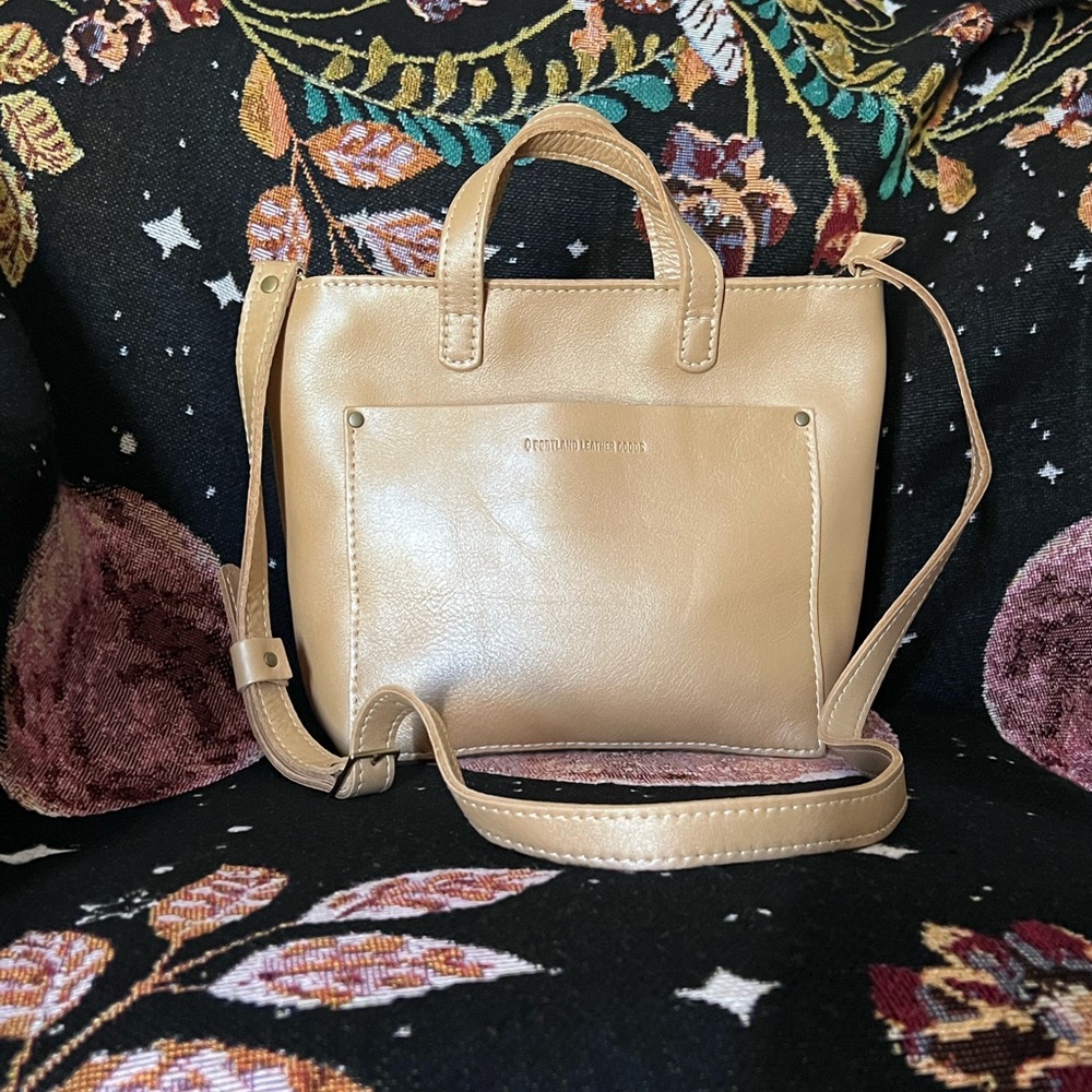 SOLD portland leather goods CHAMPAGNE mini snap crossbody tote